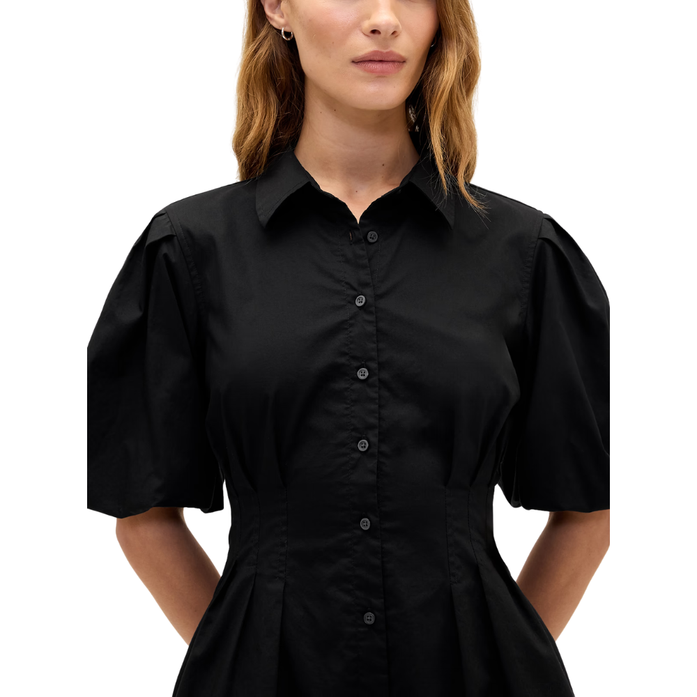 Women's Black Mini Bubble Shirtdress