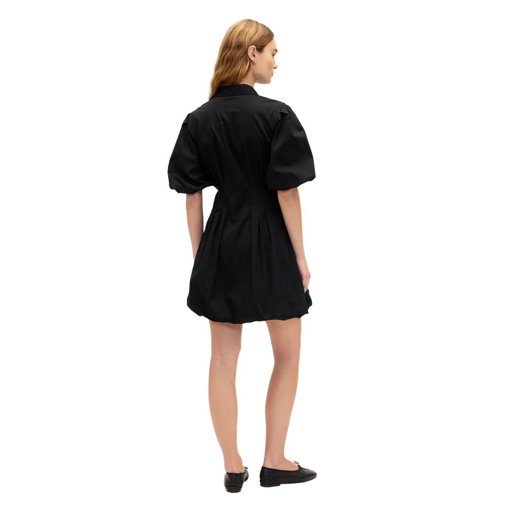 Women's Black Mini Bubble Shirtdress