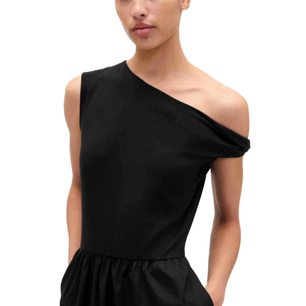 Women's Black One Shoulder Maxi Dress