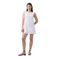 Women's Linen Blend Mini Apron Dress