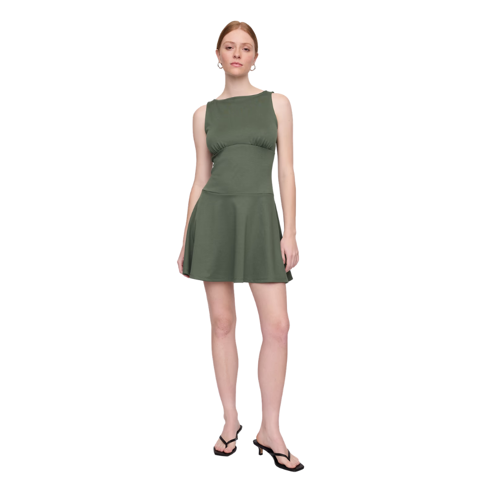 Women's Sleeveless Boat Neck Mini Dress