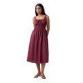 Women's Smocked Tie Front Midi Dress