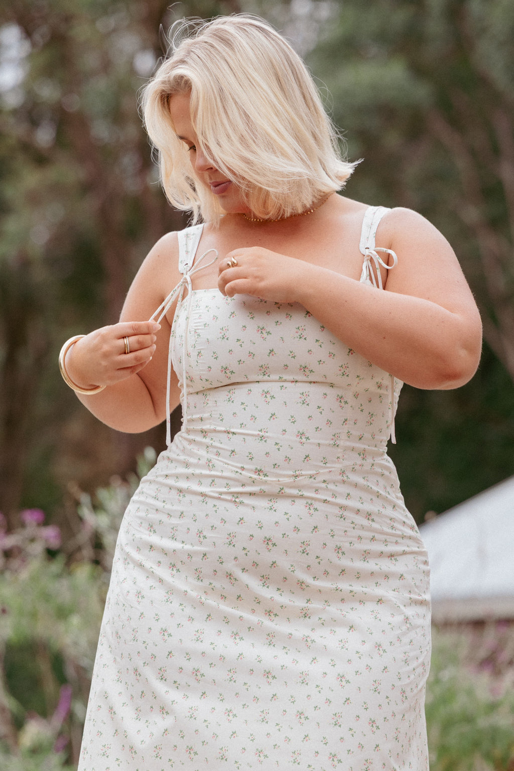 Clarissa Midi Dress - White Betty