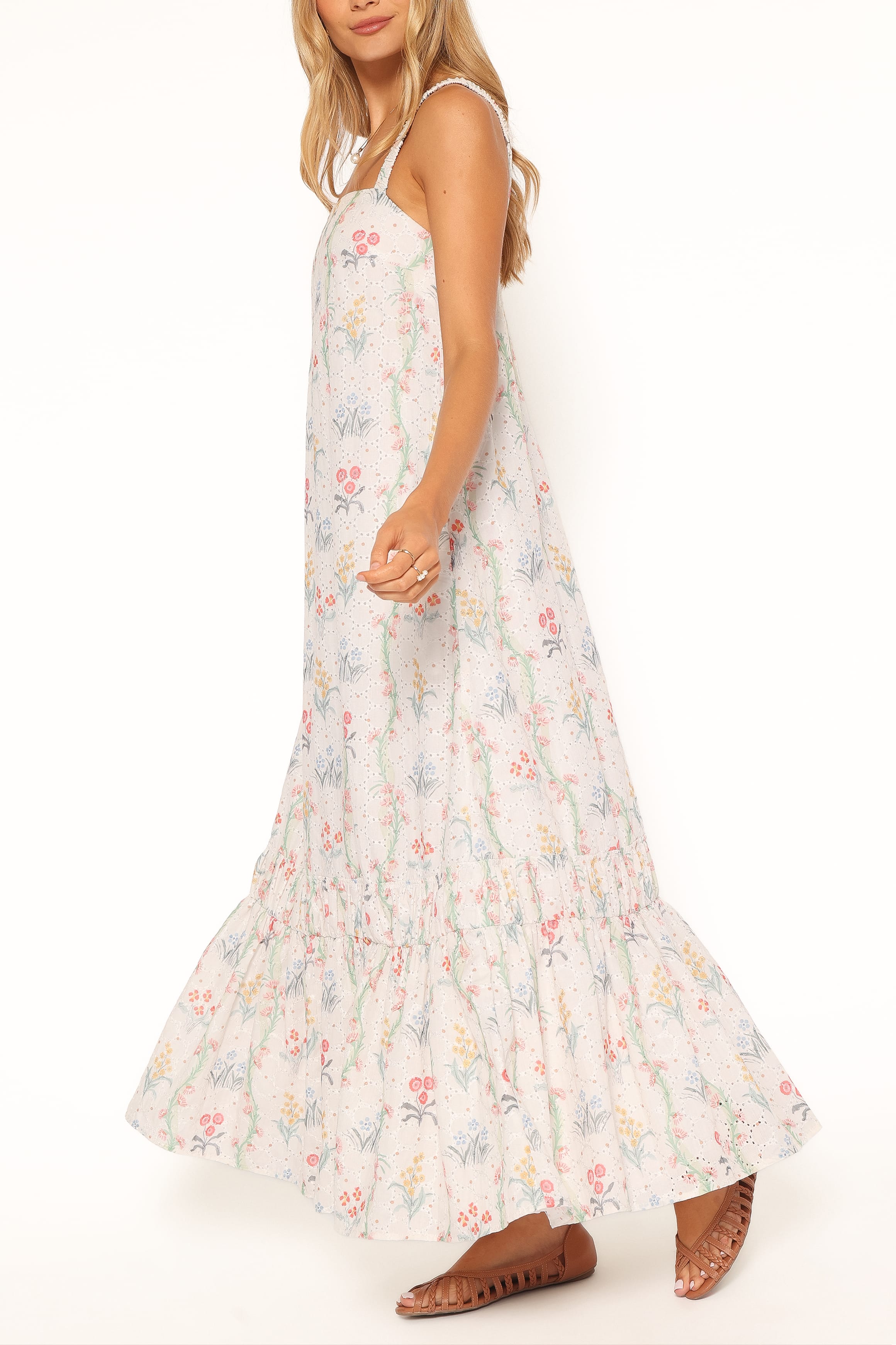 Evaline Maxi Dress - White Floral