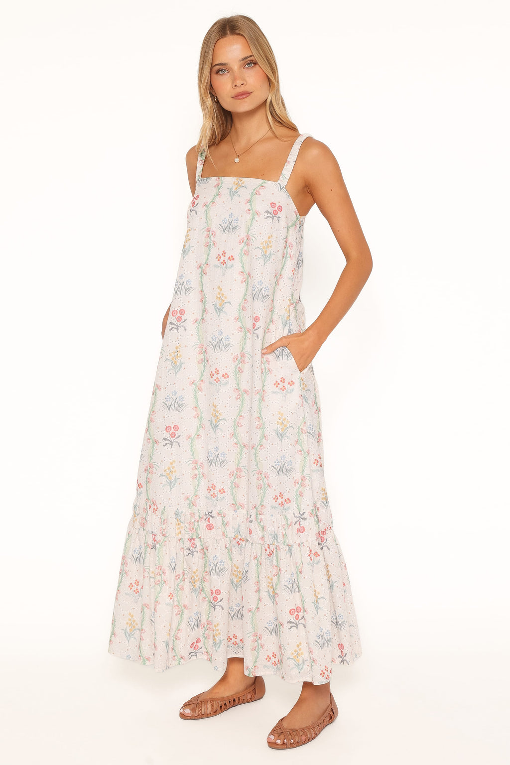 Evaline Maxi Dress - White Floral
