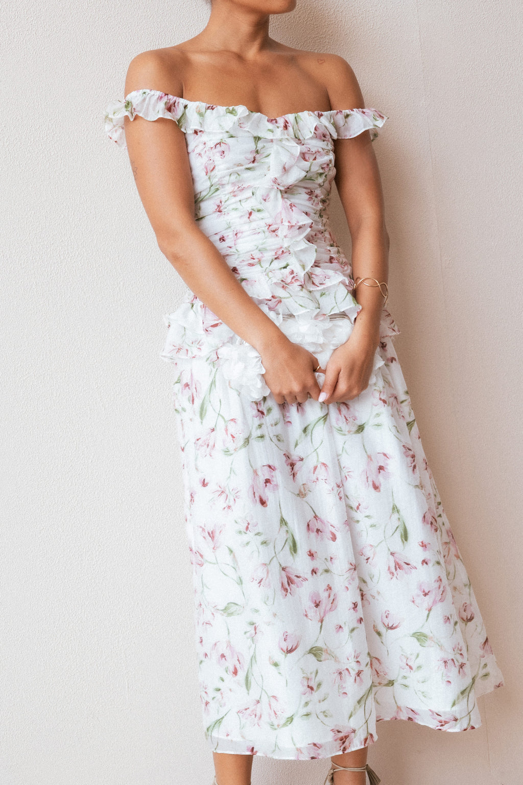 Garcia Midi Dress - White Floral