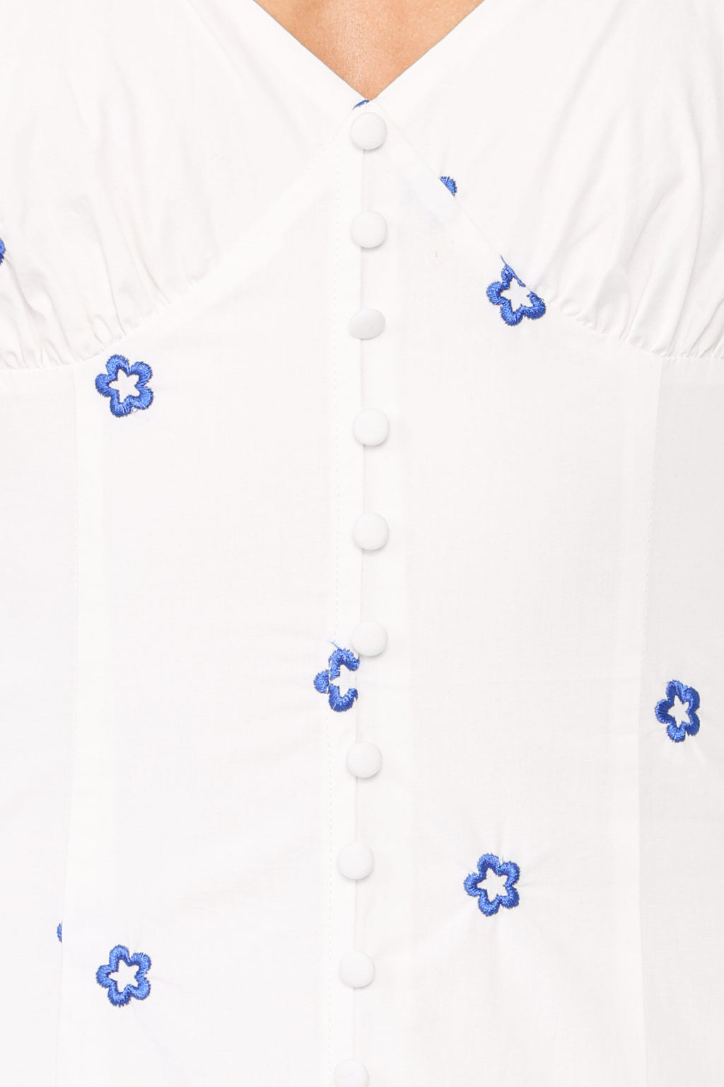 Luellen Embroidered Daisy Midi Dress - White