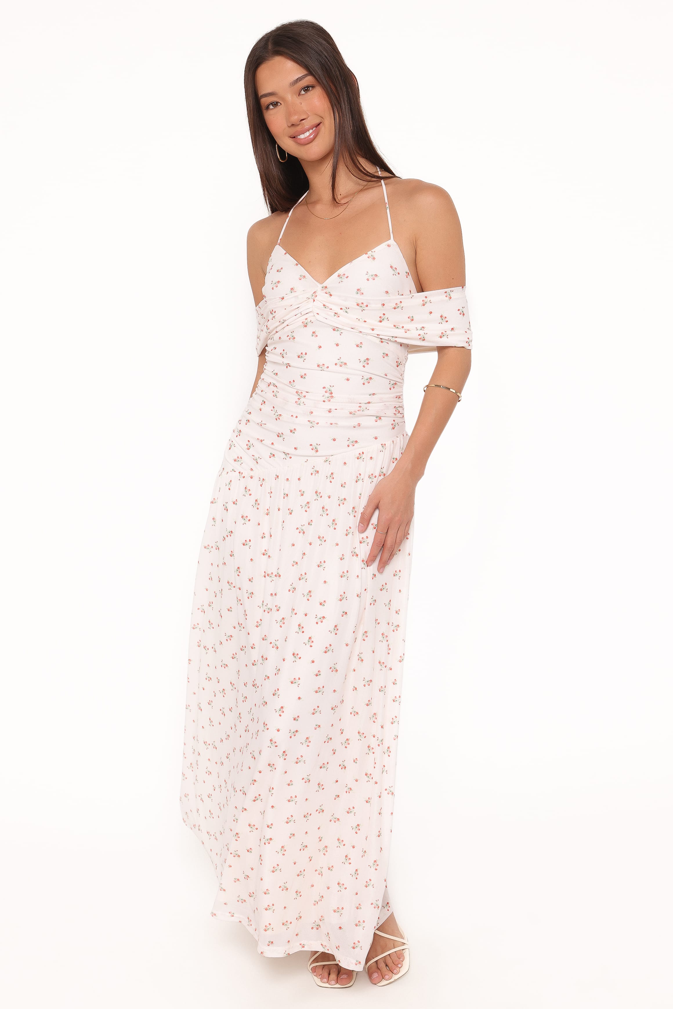 Mayven Maxi Dress - White Ditsy