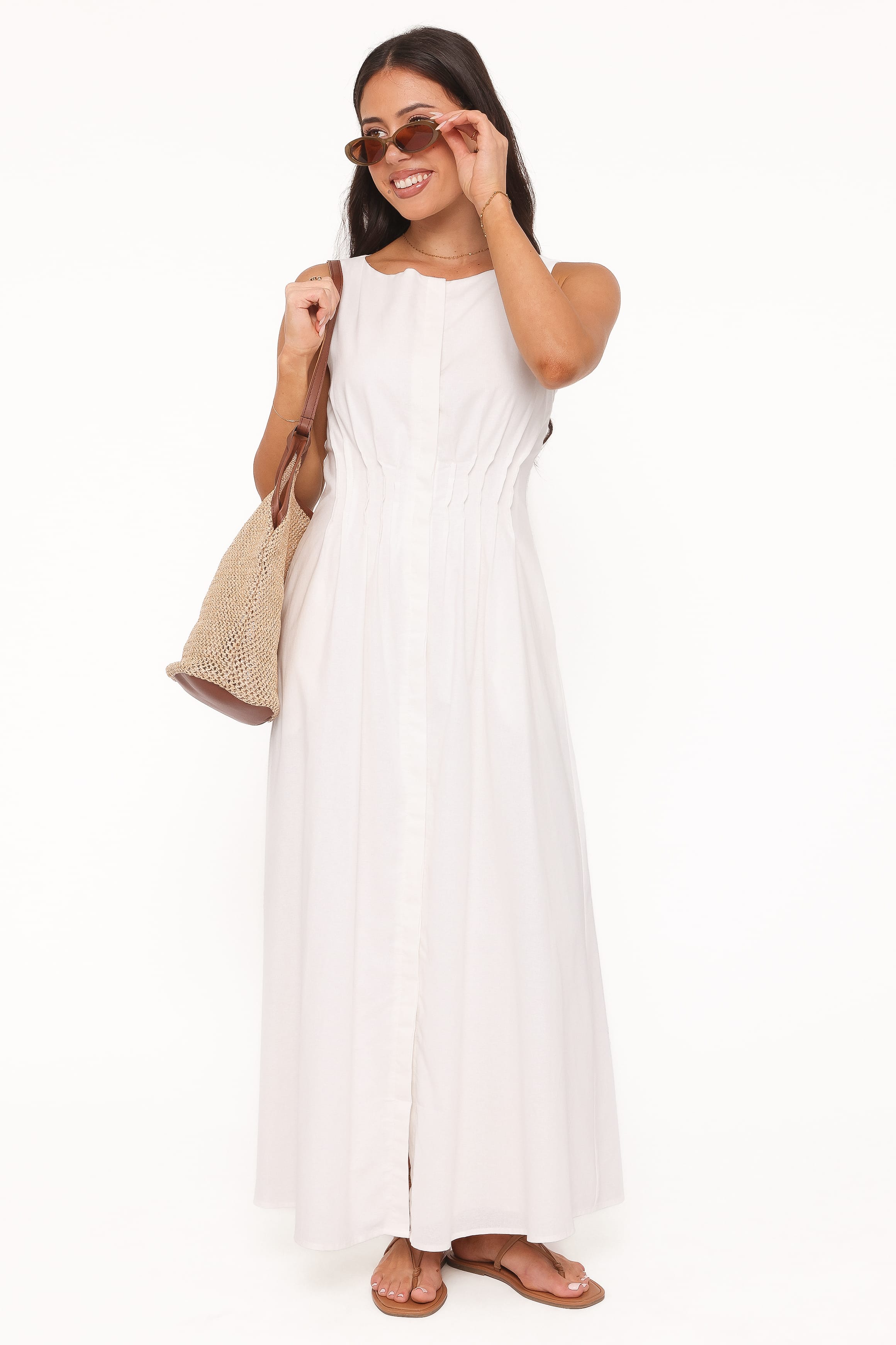 Prunella Midi Dress - White