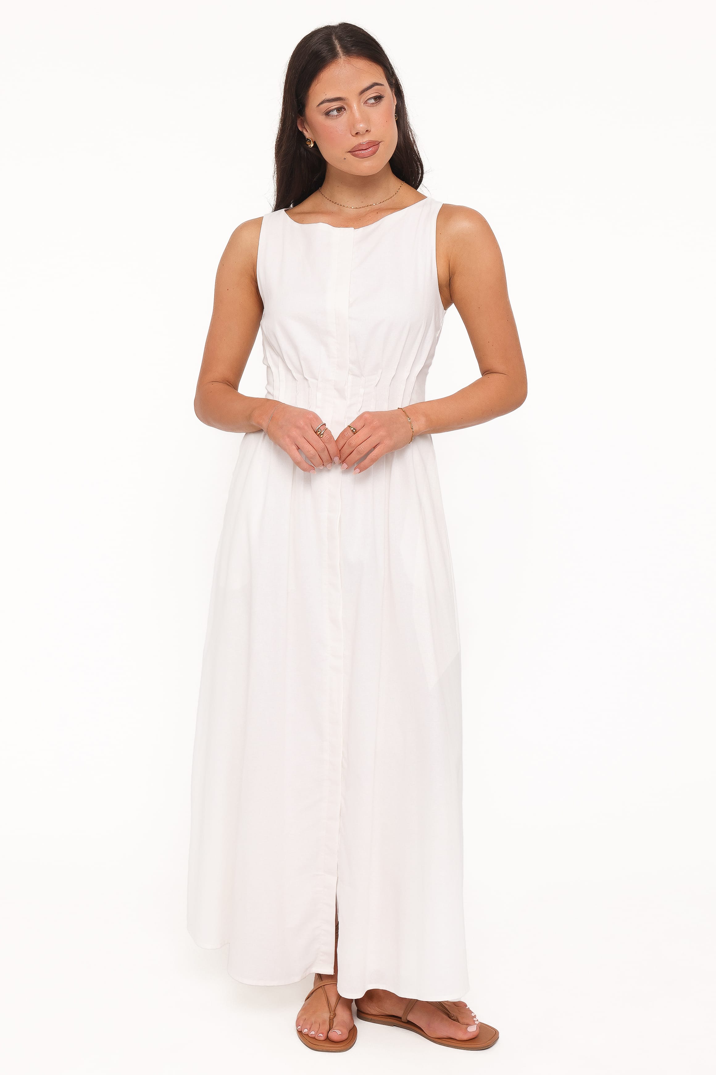 Prunella Midi Dress - White