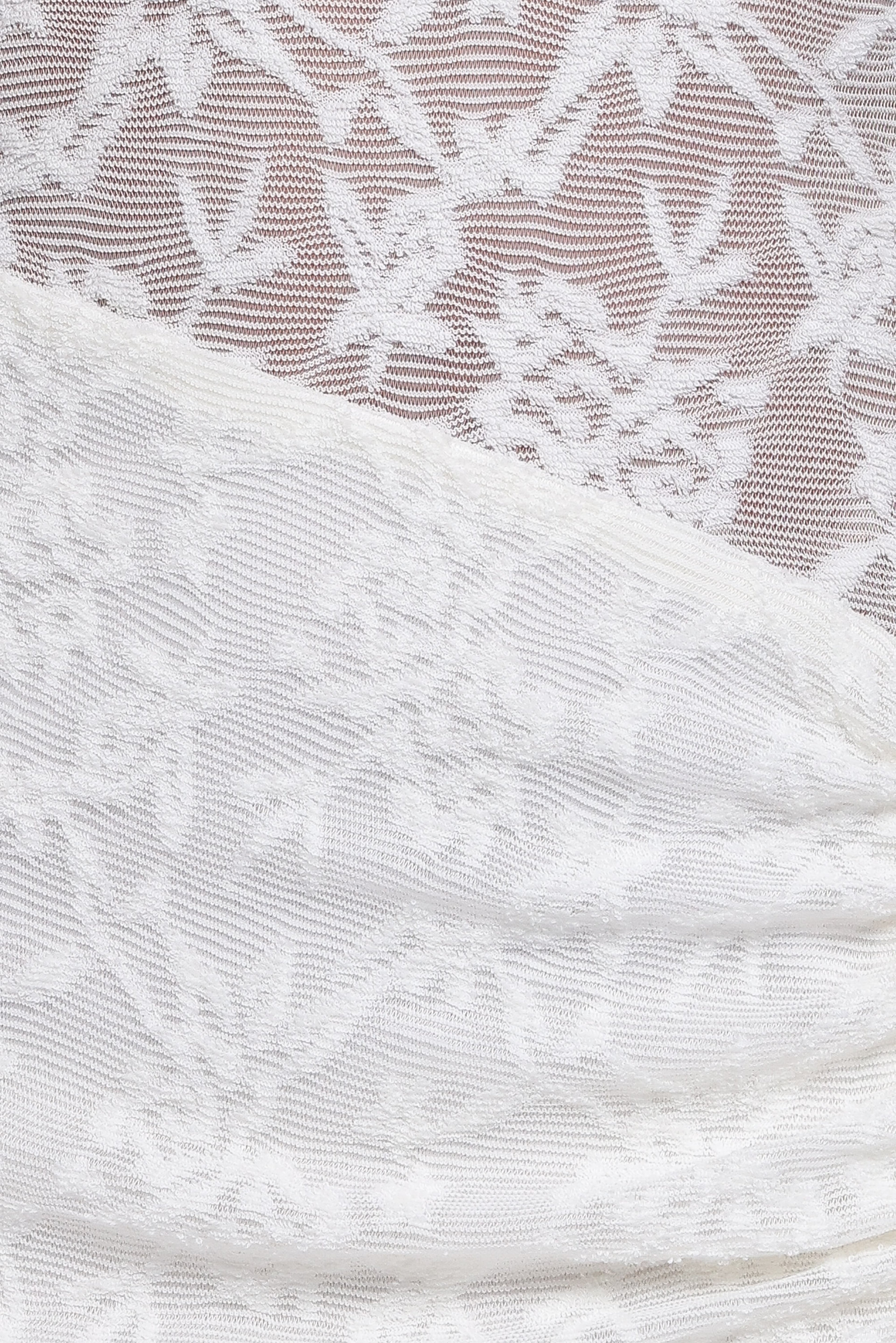 Close-up of white lace fabric with a subtle pattern