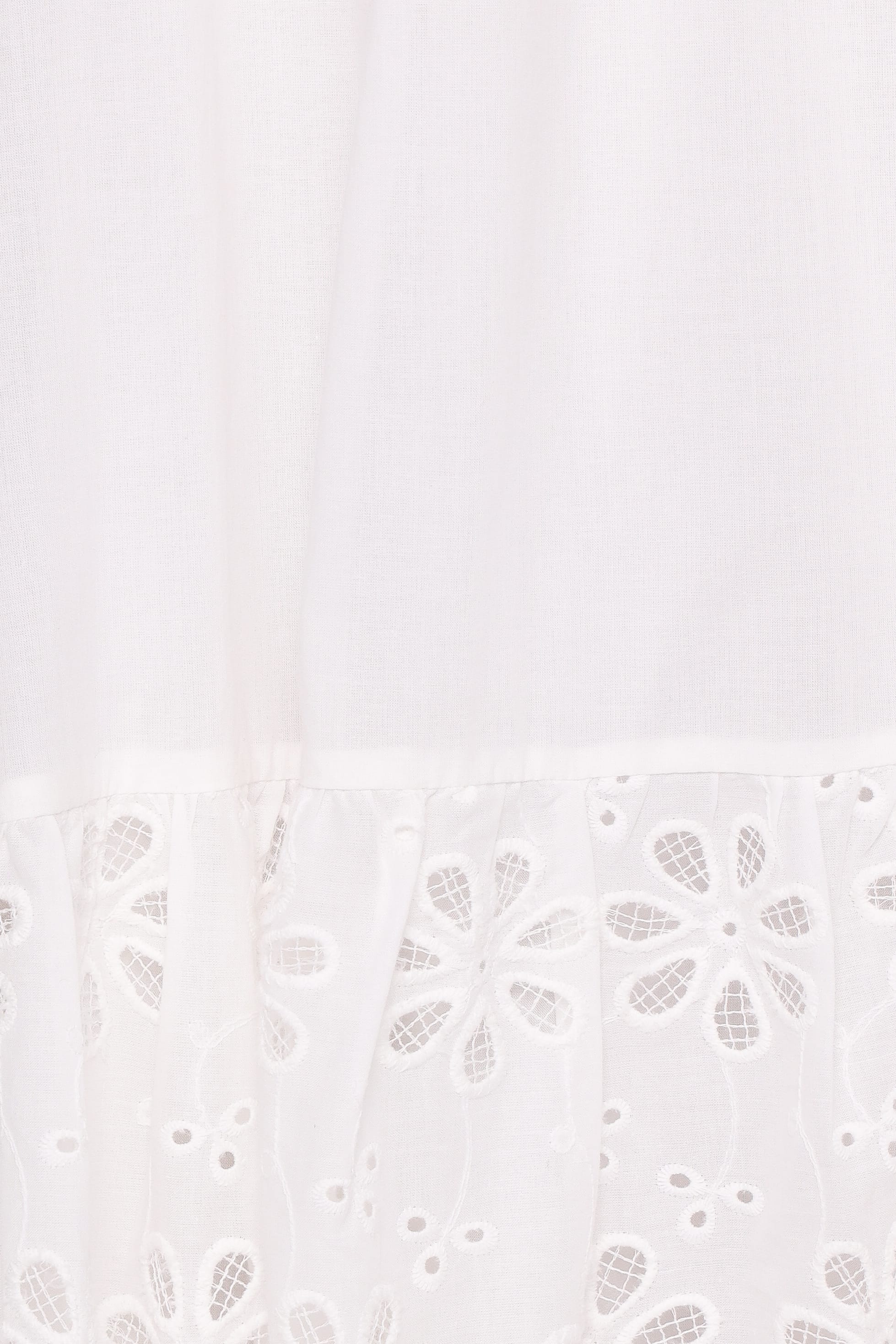 White lace fabric with a subtle pattern on a white background