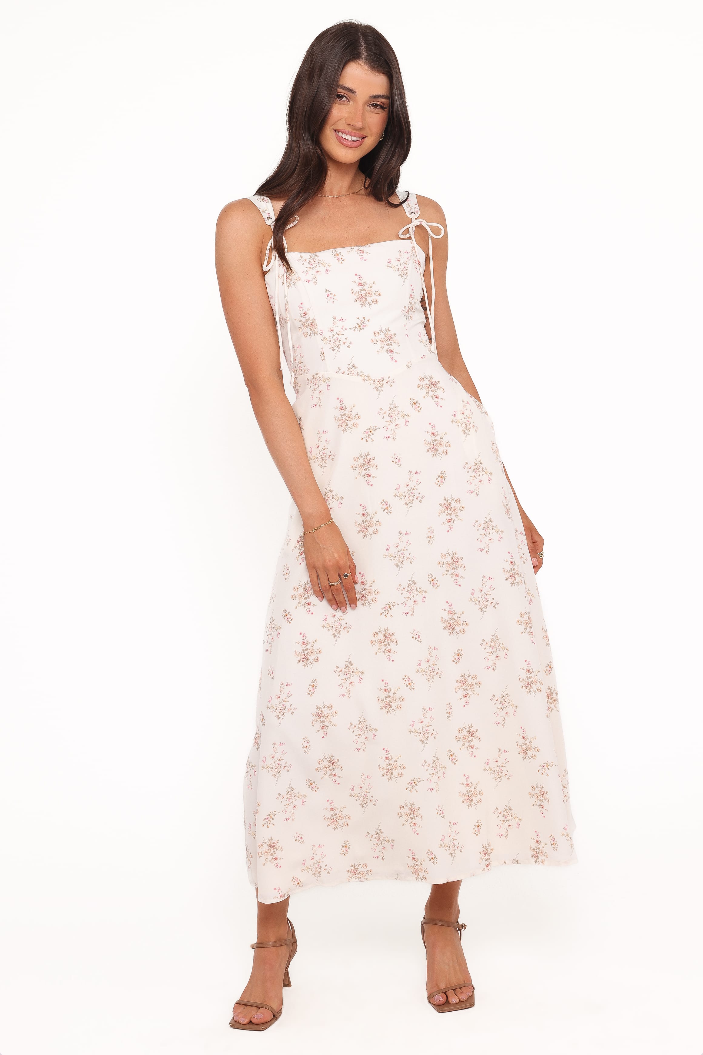 Clarissa Midi Dress - White Floral