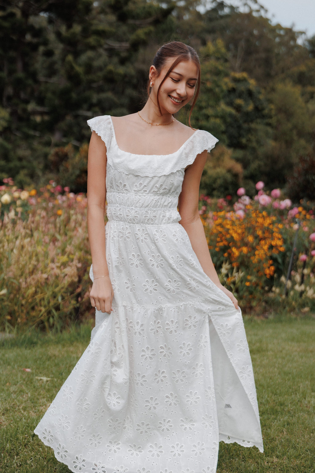 Elwyn Maxi Dress - White Broderie