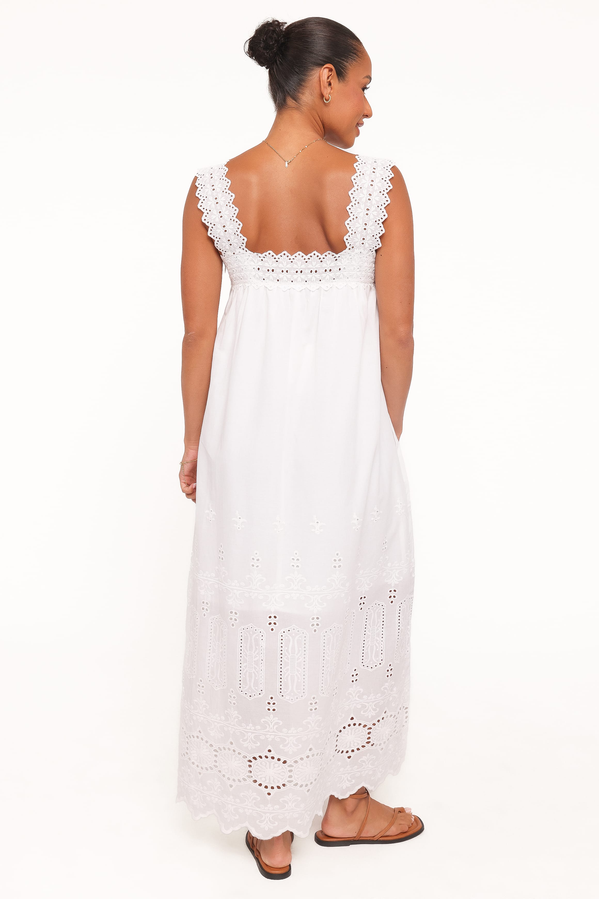 Winora Midi Dress - White Broderie